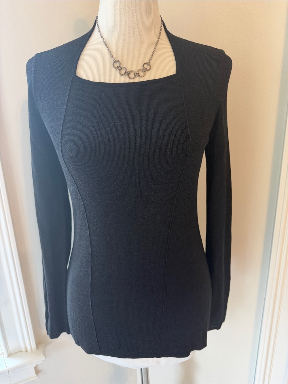 NIC+ZOE Black Knit Long-Sleeve Top, Small